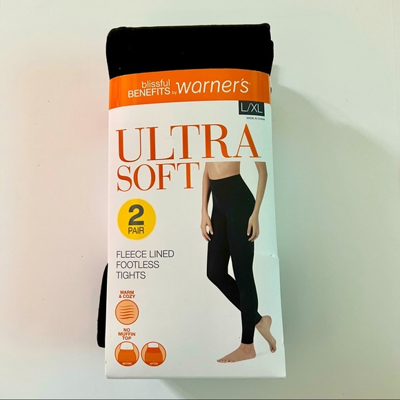 Warner's Pants & Jumpsuits Blissful Benefits Warners 2pair Fleece Footless Tights Leggings